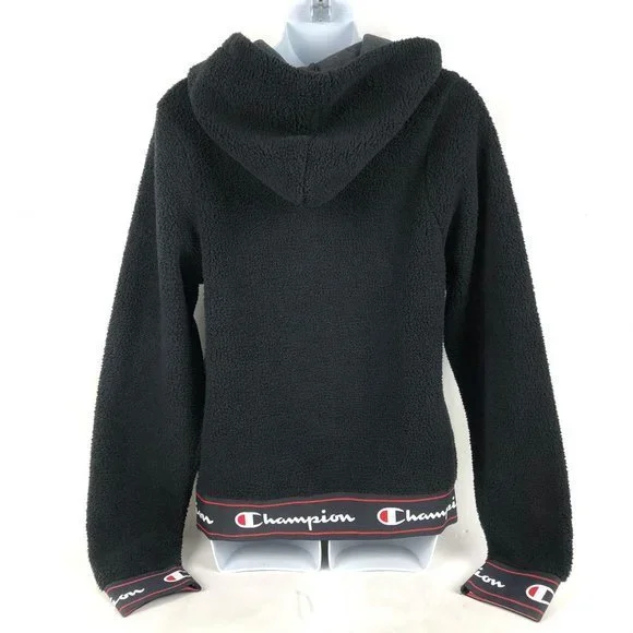 Champion Women's Sherpa Pullover Hoodie Black - Picture 5 of 8